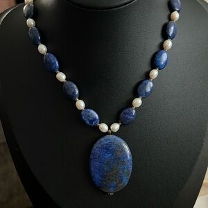 Laps Lazuli & Pearl Statement Necklace